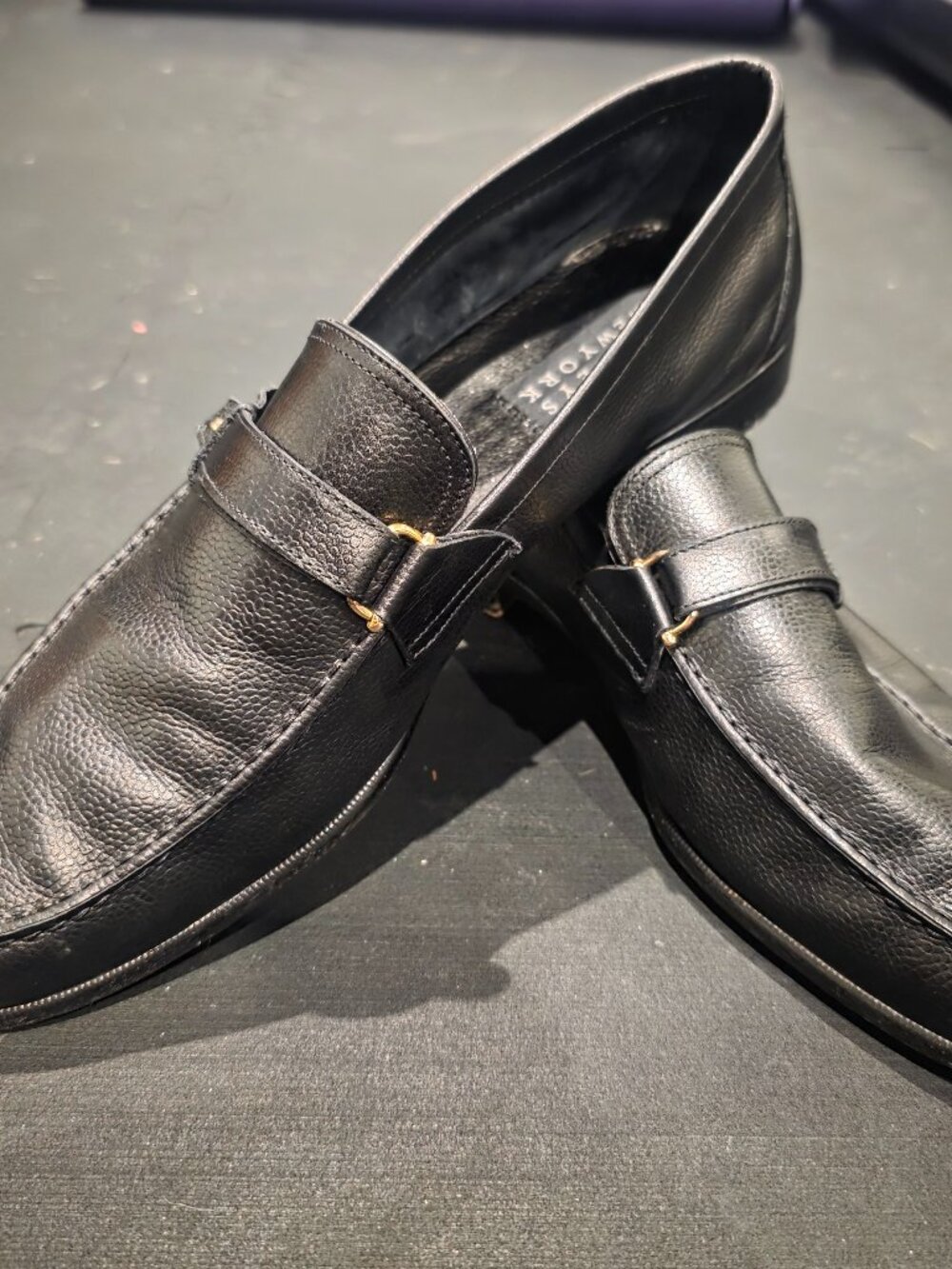 Barneys New York Black Pebbled Leather Horsebit Loafers Men's Size 10 Made in It